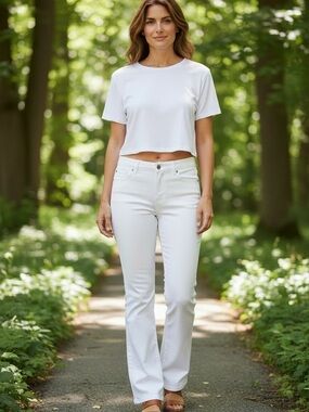 Women's White Boot-Cut Jeans — Classic Fit